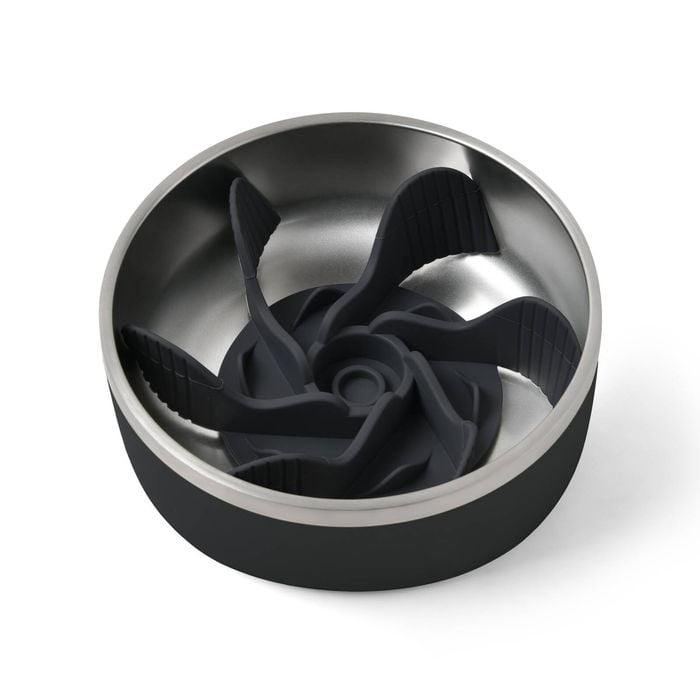 Charlie's Duro Double Wall Stainless Steel Dog Bowl With Removable Slow Feeder Attachment Black Medium 1.24l