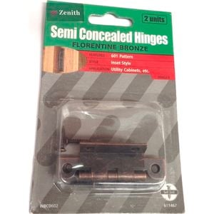 Zenith Semi Concealed Hinge 601 Pattern 65mm Nickel Plated 2pk
