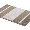Smarcute 1 Piece (50x81cm) Striped Plush Chenille Bath Mat Bathroom Kitchen Rugs Taupe And White