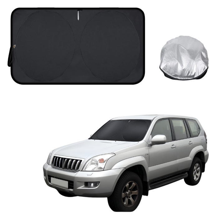 Front Windscreen Sun Shade for Toyota Prado 2002 - 2009 (J120) - Standard 150 x 85 cm - Black