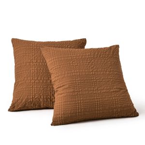 Dreamaker Ellis Seersucker European Pillowcase Rust Twin Pack