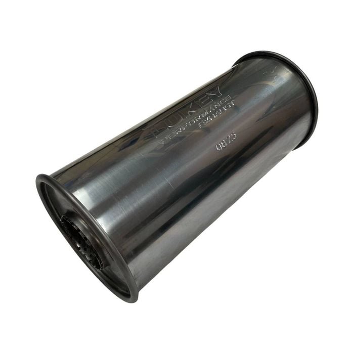 Lukey 2-1/2" Performance Muffler Centre/centre - 6" Round, 14" Long, 430 Ss