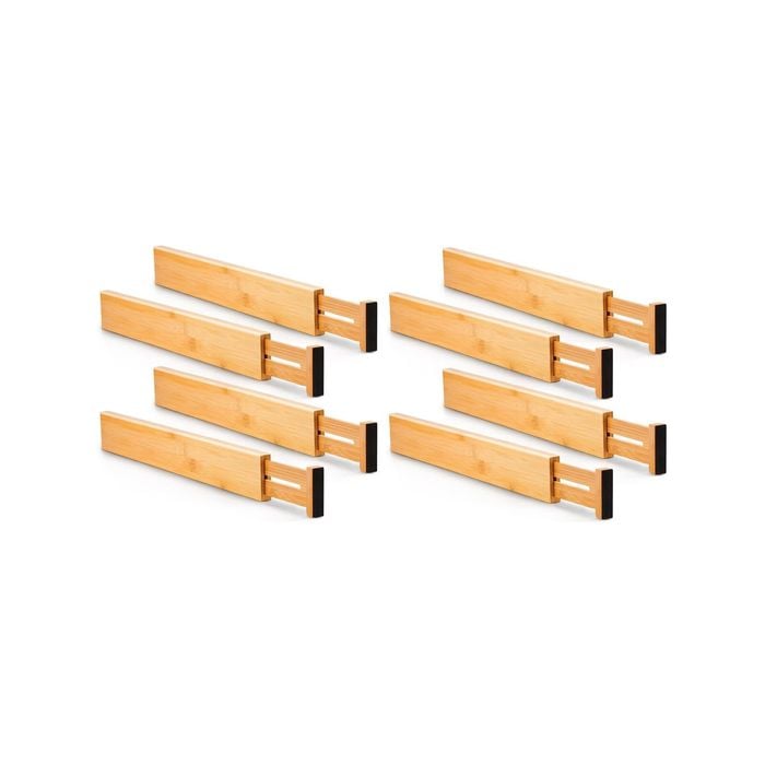 8 Pack Bamboo Adjustable Kitchen Drawer Dividers (Large, 44-55 cm)
