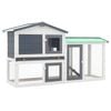 vidaXL Rabbit Hutch 2-layer Rabbit Cage Outdoor Pet House Grey and White