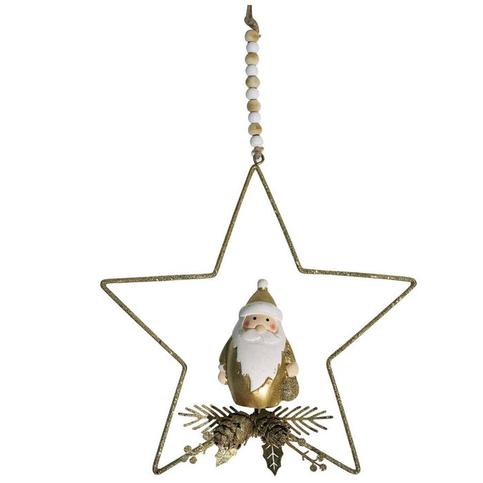 LVD Metal Star Santa Hanger Christmas Decoration Hanging Accent 18x17cm Gold
