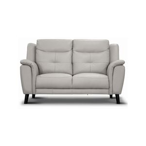 Opal 2 Seater Genuine Leather Sofa Upholstered Lounge Couch - Silver