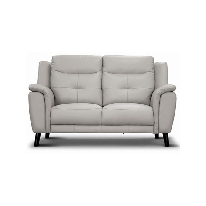 Opal 2 Seater Genuine Leather Sofa Upholstered Lounge Couch - Silver