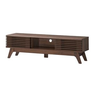 Clancy Entertainment Unit Modern Tv Cabinet Tv Stand 150cm 2 Doors Walnut Woodgrain