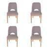 SK Designer Living | Pack of 4 | Maribel Upholstered Boucle Dining Chair | Natural Legs - Grey Bouclé