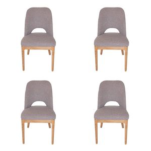SK Designer Living | Pack of 4 | Maribel Upholstered Boucle Dining Chair | Natural Legs - Grey Bouclé