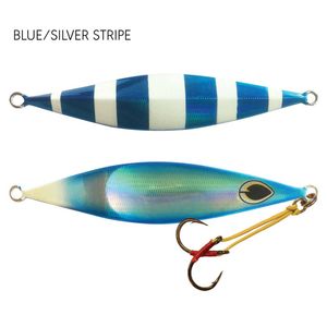 Black Magic Flipper Jig 100g Slow Pitch Fishing Jig Blue/Lumo Stripe