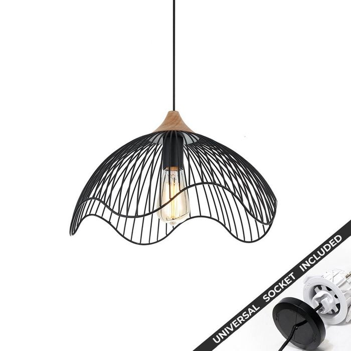 Snap Lighting Spiaggia Wide Timber and Metal Cage Downlight to Pendant Light Conversion Kit Black