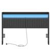 Advwin Double Size Upholstered Storage Headboard Height Adjustable with LED Light and Charging Station