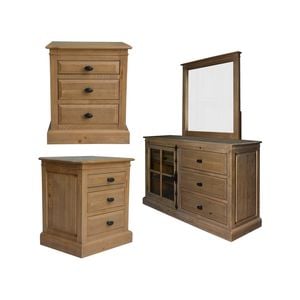 Jade Set of 2 Bedside Dresser Mirror Bedroom Furniture Package Set - Natural
