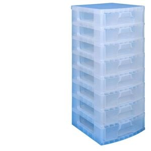 Scrapbook Drawers Tower With 8x9.5 Litre Clear Drawers By Really Useful Boxes