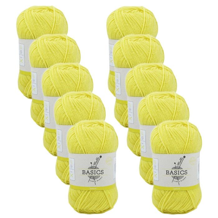 10pk Malli Super Blend Basic Crochet Knitting Yarn 8ply 100g 16x9cm Lemon