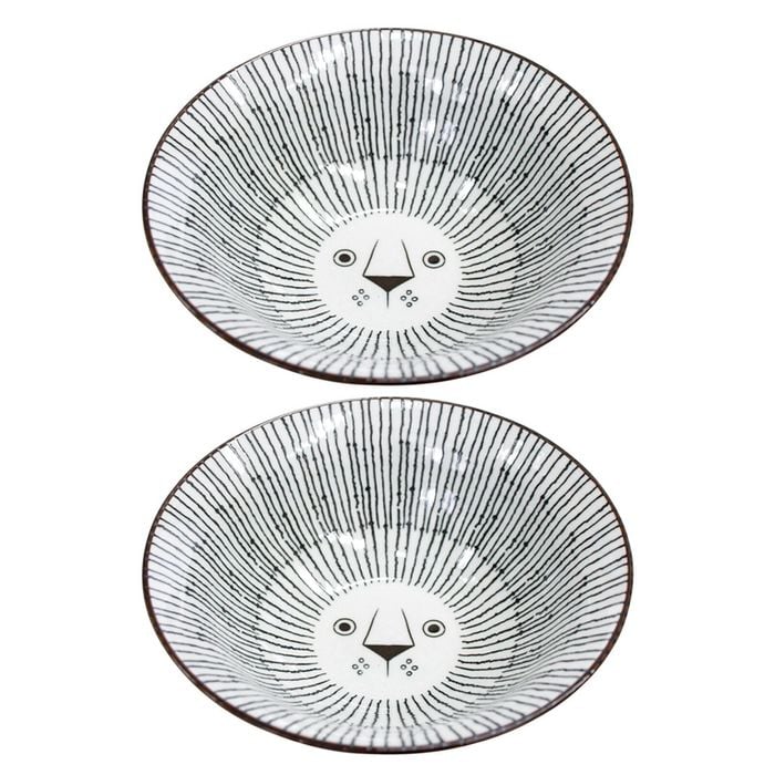 2PK LVD Ceramic 17.5cm Leo Lion Bowl Round Dinnerware Large - White
