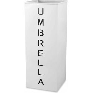 Metal Umbrella Stand 16.5x6.3x6.3 Square Free Standing White
