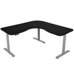 Fortia Corner Standing Desk, 1730W x 1730W x 750D, 3 Motors, 120kg Load, Sit to Stand Up Height Adjustable, Black/Silver Frame