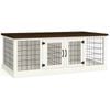 Paws and Willow Double Arctic White with Espresso Top Wooden Dog Crate Hinged Door with Mesh
