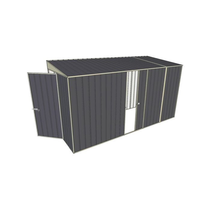 Build-a-Shed 1.5 x 3.7 x 2m Single Sliding Side Door Skillion Shed - Grey