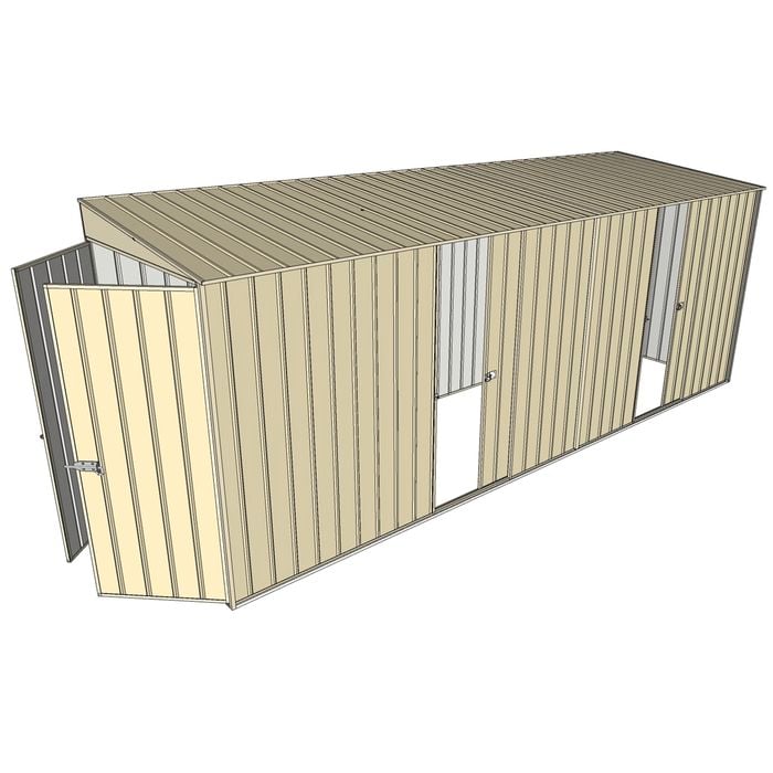 Build-a-Shed 1.5 x 5.2 x 2m Dual Single Sliding Side Door Skillion Shed - Cream