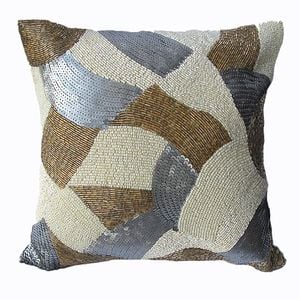MoonRock Beaded Filled Cushion - Beige 30cm x 30cm