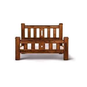 Umber Bed Frame Queen Size Mattress Base Solid Pine Timber Wood - Dark Brown