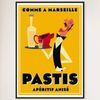Galrie Comme et Marseilles Pastis Retro Print- French Vintage Poster Décor Art, Black Frame, 70 x 100cm (28 x 40inch)
