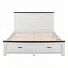 Homfurn Double Bed Frame With 2 Drawers & 108cm High Headboard – Modern White