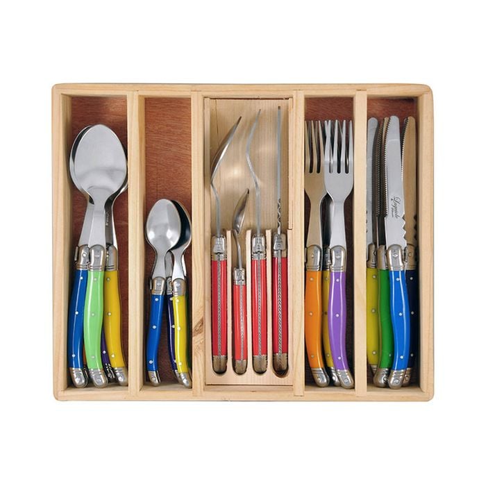 24pc Laguiole Silhouette Cutlery Set - Multicolour
