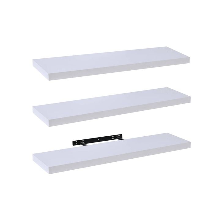 Takara Seiso Floating Wall Shelves Display Rack (Set of 3) Large 90cm White