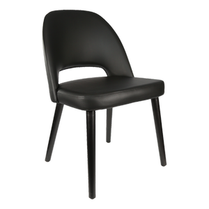 Durafurn Black Vinyl Semifreddo Chair with Black Beech Wood Legs