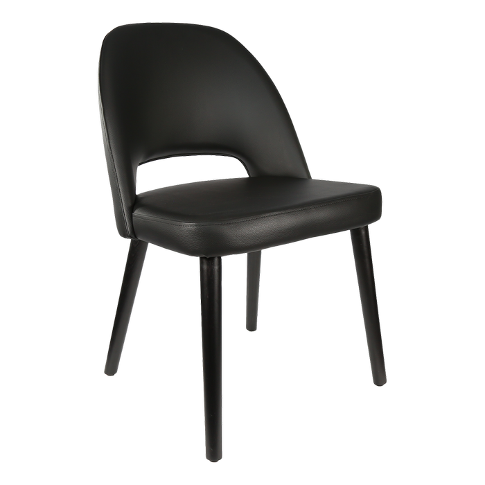 Durafurn Black Vinyl Semifreddo Chair with Black Beech Wood Legs