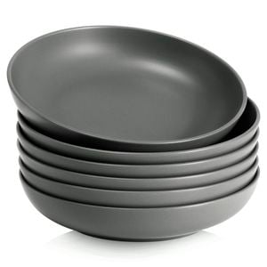 DOWAN Porcelain Serving Bowls Set of 6 - 22cm, 887ml - Matte Grey