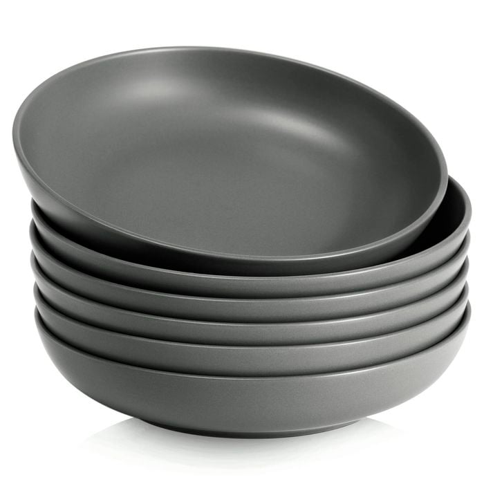 DOWAN Porcelain Serving Bowls Set of 6 - 22cm, 887ml - Matte Grey