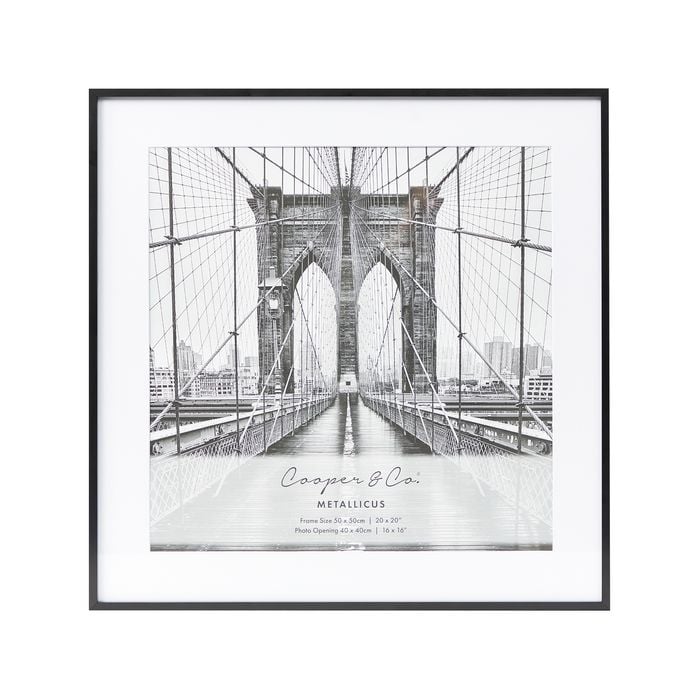 Cooper & Co. 50x50cm Mat to 40x40cm Black Premium Metallicus Photo Frame
