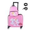 Costway 2pc Kids Ride-on Luggage Set 50+30cm Backpack Travel Trolley Suitcase Pink