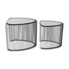 2pc NF Living Nested Side Tables 50 & 45cm Metal Mirror Glass Finish - Black