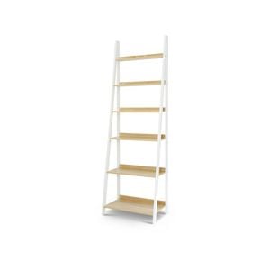 Chole 6 Tier Display Ladder Shelf Rack White & Oak
