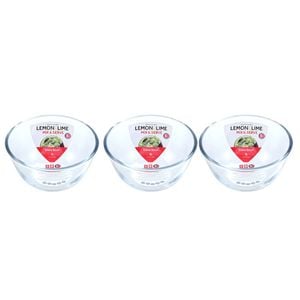 3pk Lemon & Lime Yorkshire Glass 1L/17cm Mixing Bowl - Clear