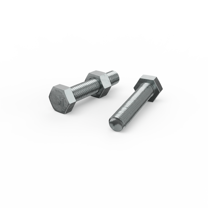 ZENITH M10 x 50mm Zinc Plated Hex Head Bolts and Nuts