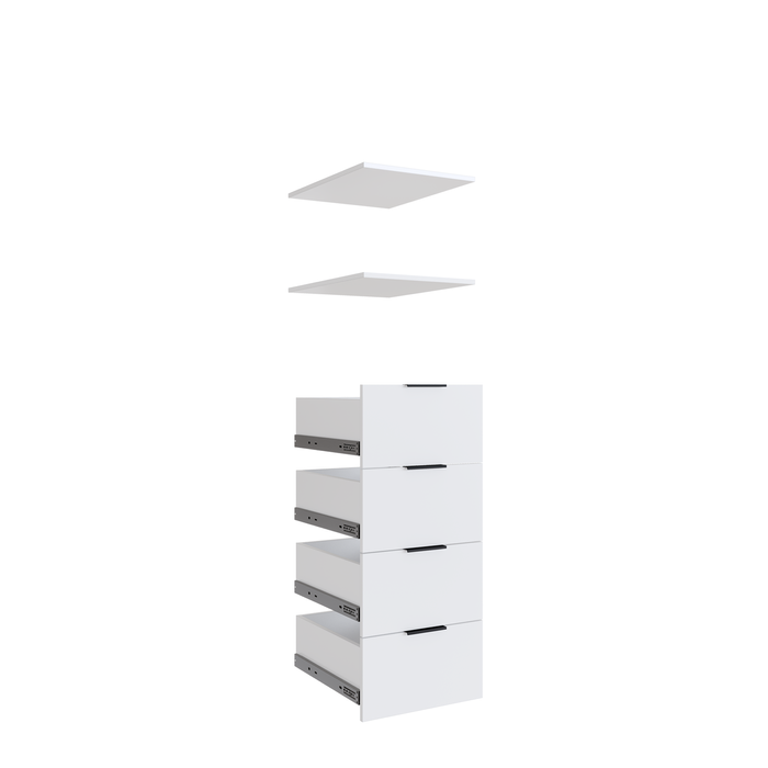 Lugna White 4 Drawer 2 Shelf Insert Kit - To Suit 450 X 580mm Cabinet Shell