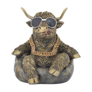 Gibson Gifts Cool Cow Chilling Highland Figurine Bronze Polyresin