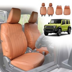 Front Seat Covers for Suzuki Jimny XL 5-Door 2023-Onwards Khaki Premium Vintage PU Leather Interior