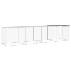 vidaXL Chicken Coop Chicken Cage Hen House with Roof Light Grey Galvanised Steel 403x98x90 cm