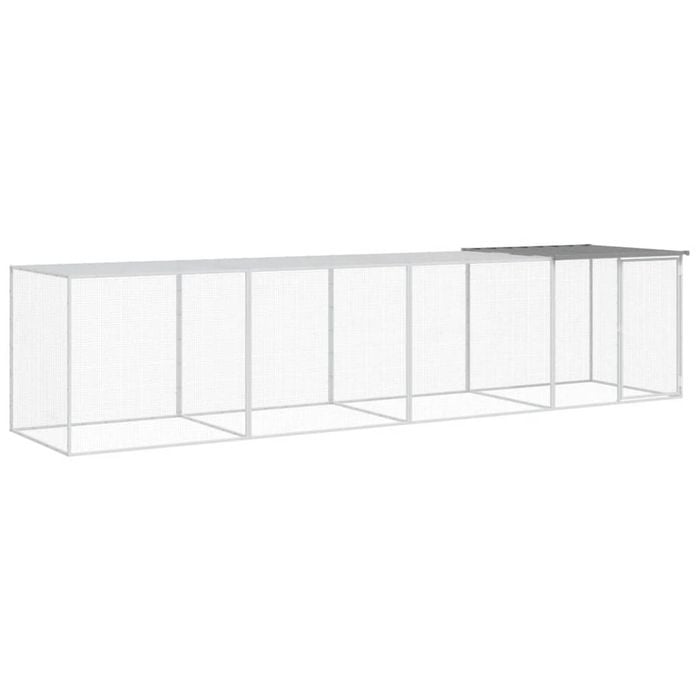 vidaXL Chicken Coop Chicken Cage Hen House with Roof Light Grey Galvanised Steel 403x98x90 cm