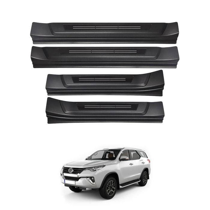 AUSGO Black ABS Door Sill Protector for Toyota Fortuner 2015-Onwards Scuff Plate Cover