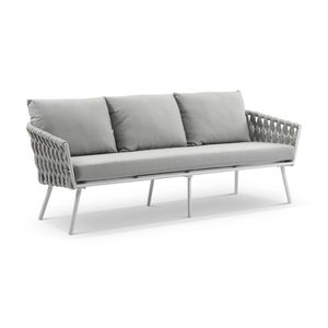 Lismore 3 Seater Outdoor Aluminium And Rope Lounge White & Grey Rope/textured Olefin