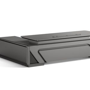 HELIOS 260cm Executive Office Desk  Right Return - Silver Grey + Brown
